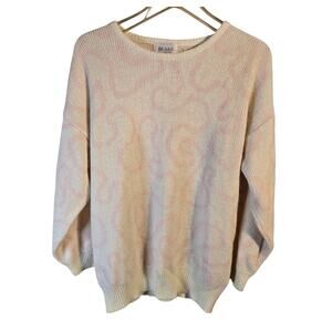 Blake by Devon Large Cream/Light Pink Patterned Knit Sweater [0270]